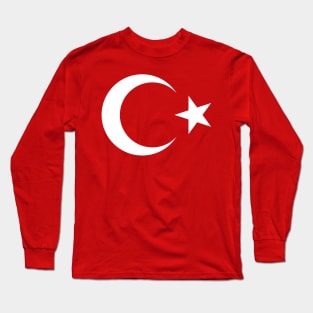 Turkey Flag - Crescent Moon and Star on Red Long Sleeve T-Shirt